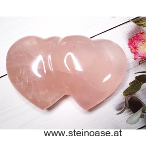 Doppel-Herz Rosenquarz 'groß'